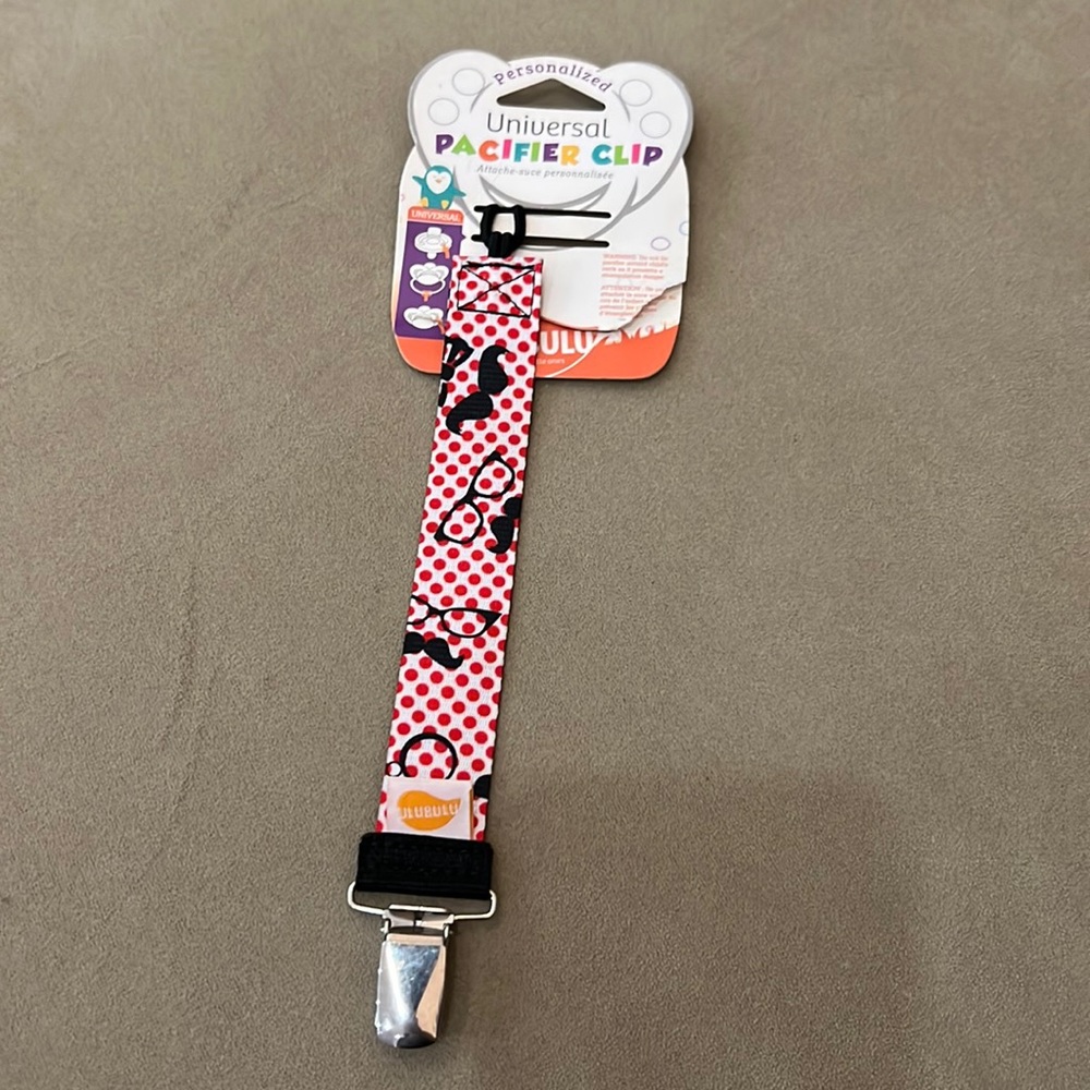 Mustache pacifier clip